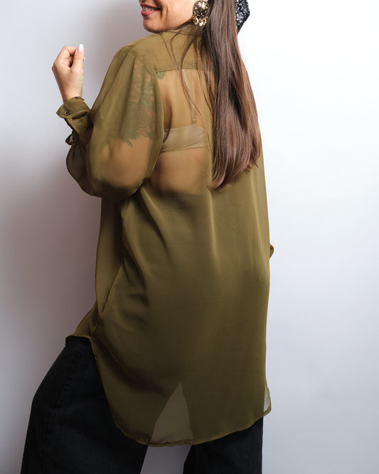 Chemisier vintage transparent 90s – minimal sensuel