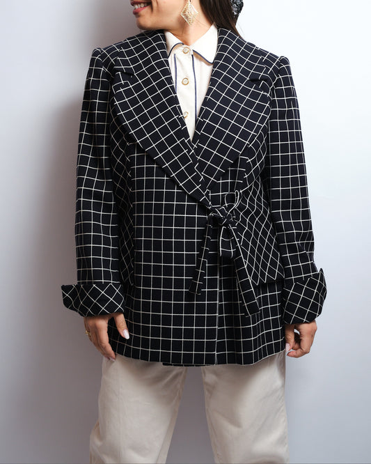 Blazer vintage à carreaux – fait main, années 80 / 90