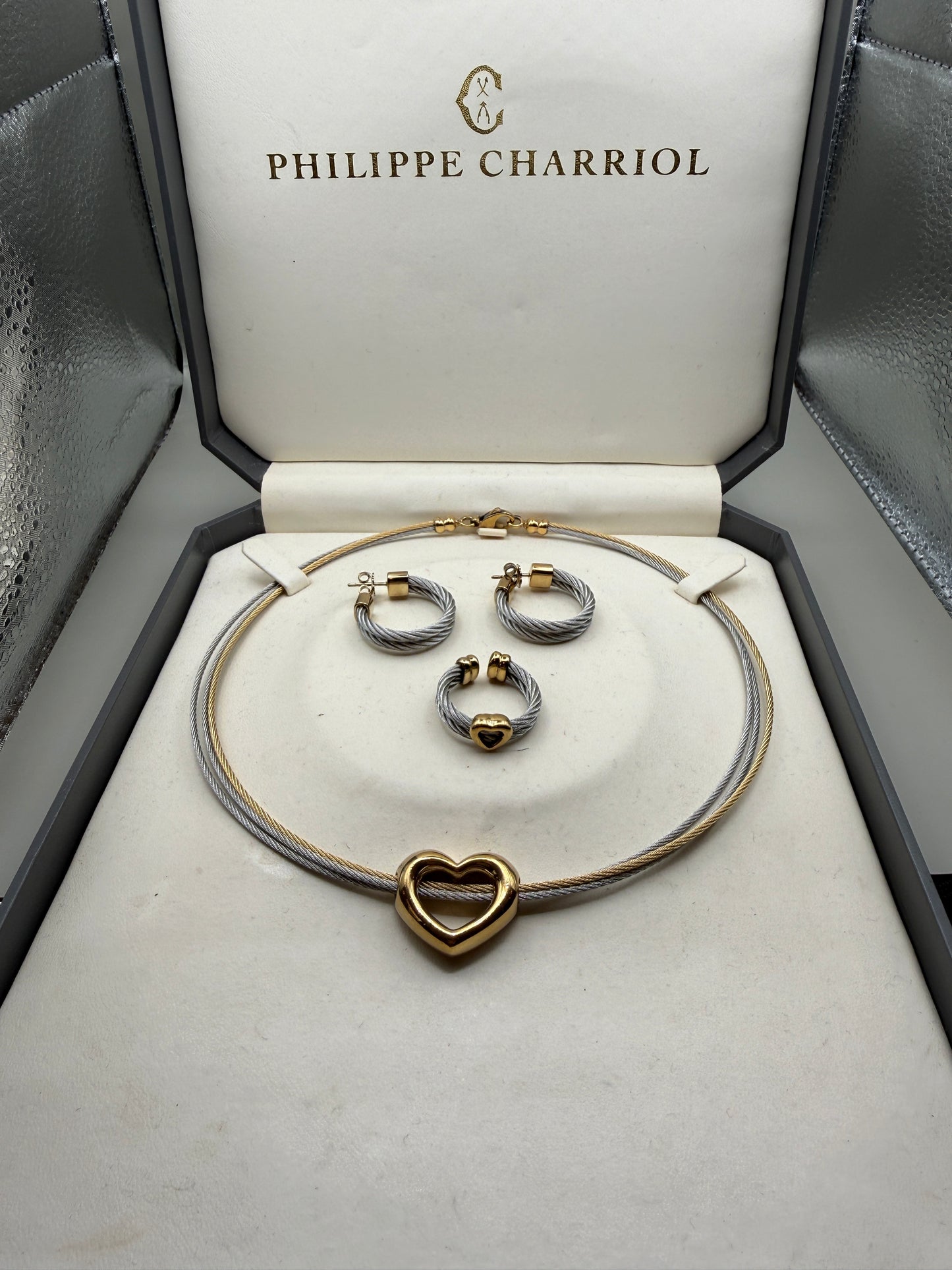 Parure Vintage Philippe Charriol câble & cœur – élégance iconique