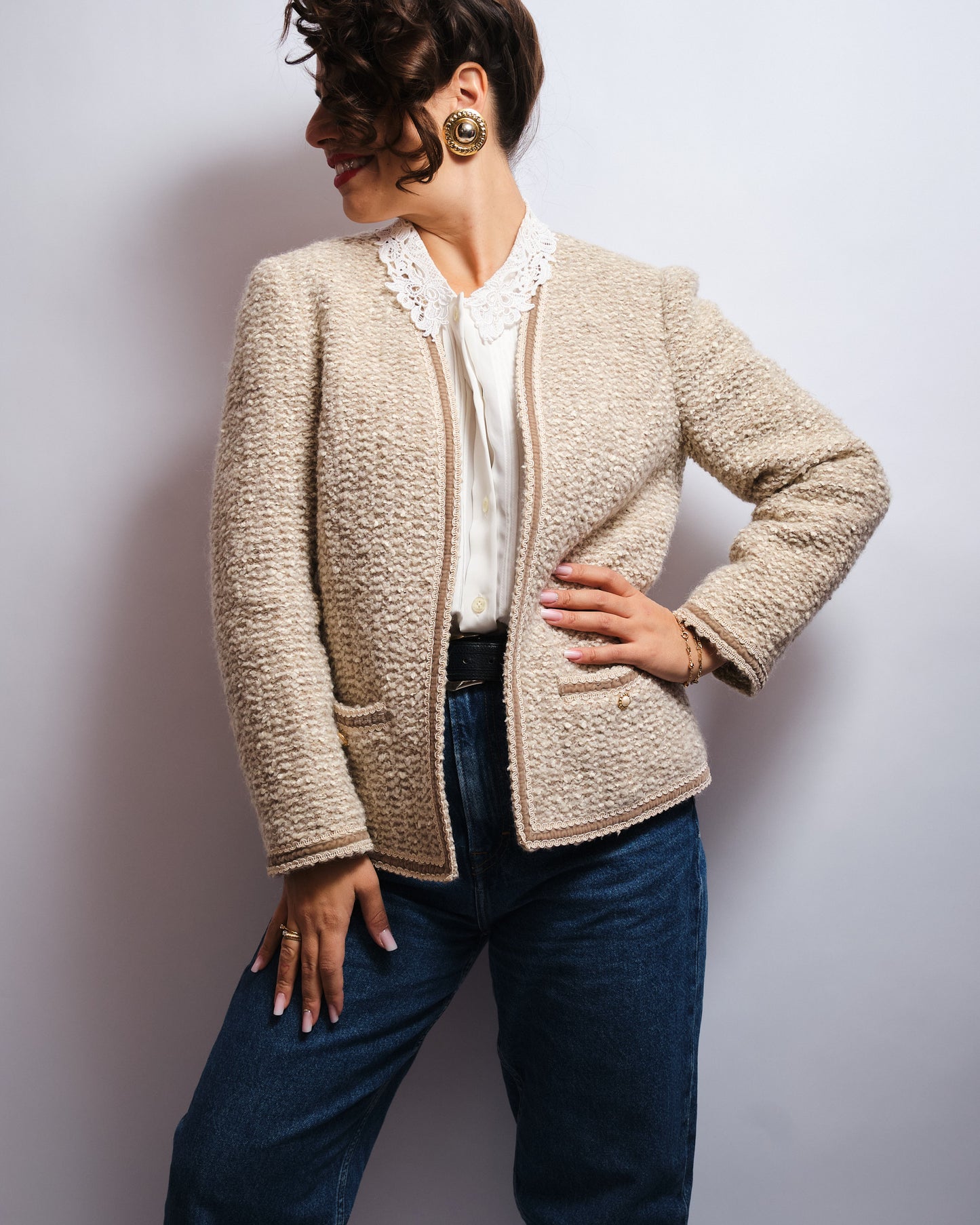 Cardigan Vintage 80s Rose Bertin