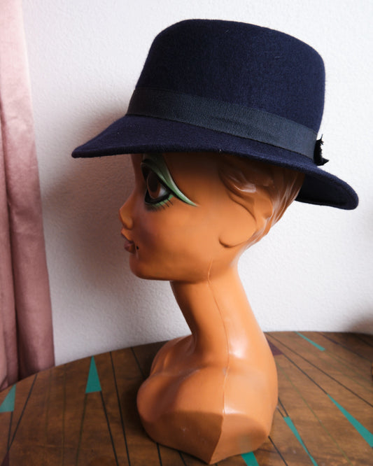 Chapeau vintage marine en laine – Made in Italy