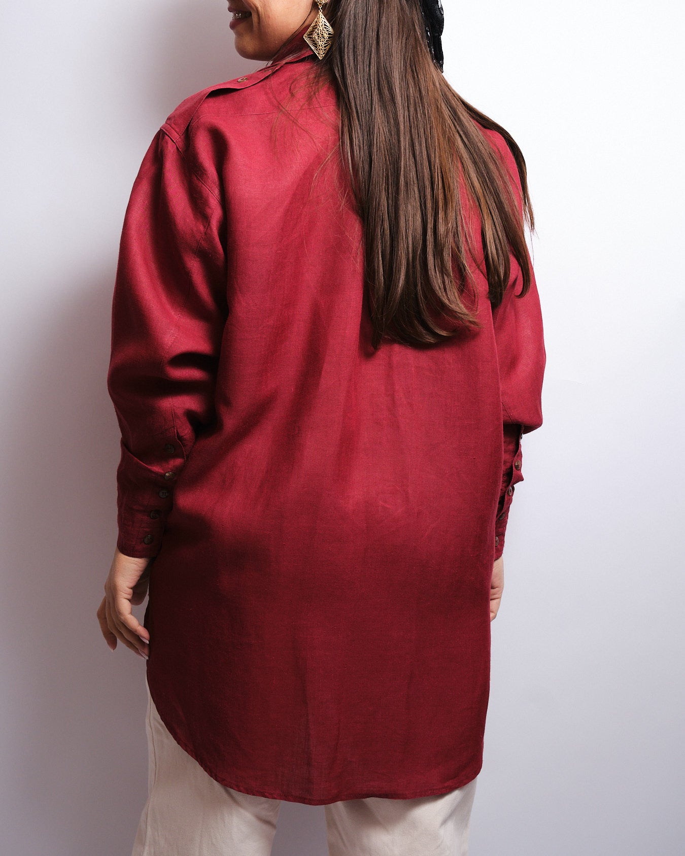 Chemisier vintage en lin H&M – lie de vin, coupe oversize 90s