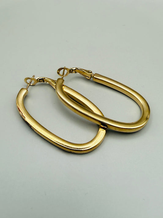 Boucles d’Oreilles Pierre Lang Vintage Dorées — Créoles Sculpturales