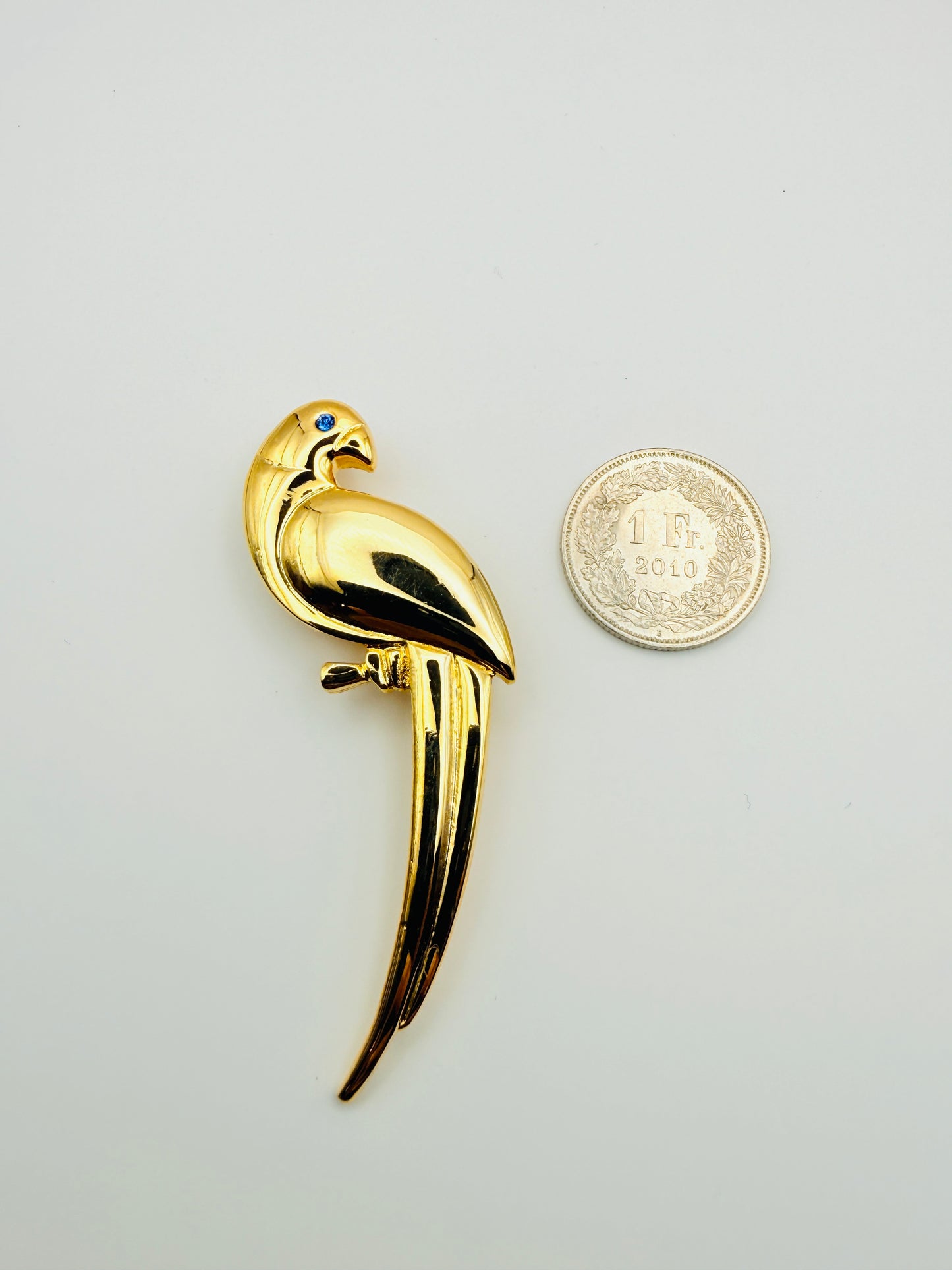 Broche perroquet doré vintage