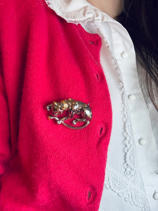 Broche Vintage Félin Doré — Esprit Couture (années 80)
