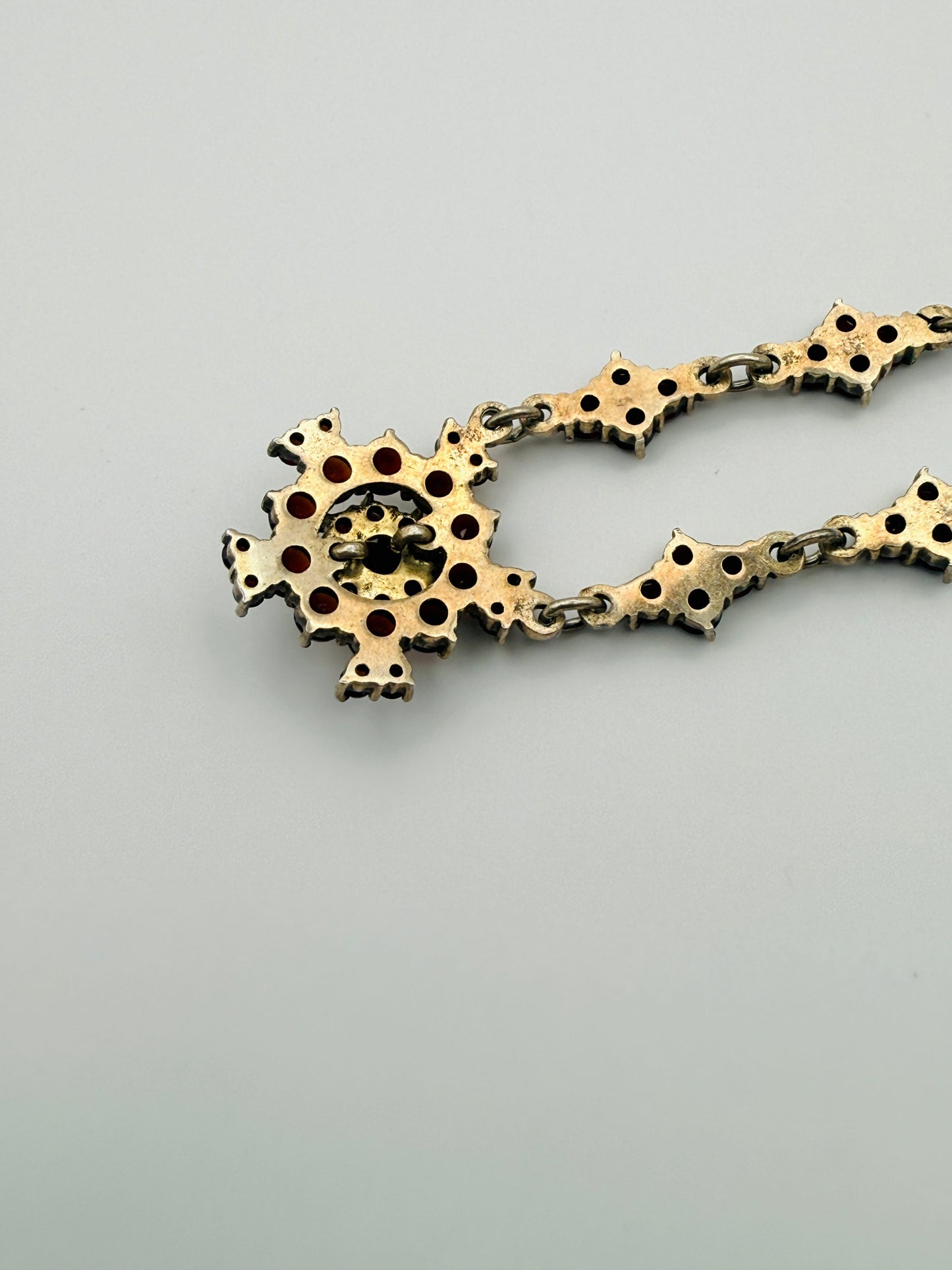 Collier vintage aux grenats rouge profond vermeil