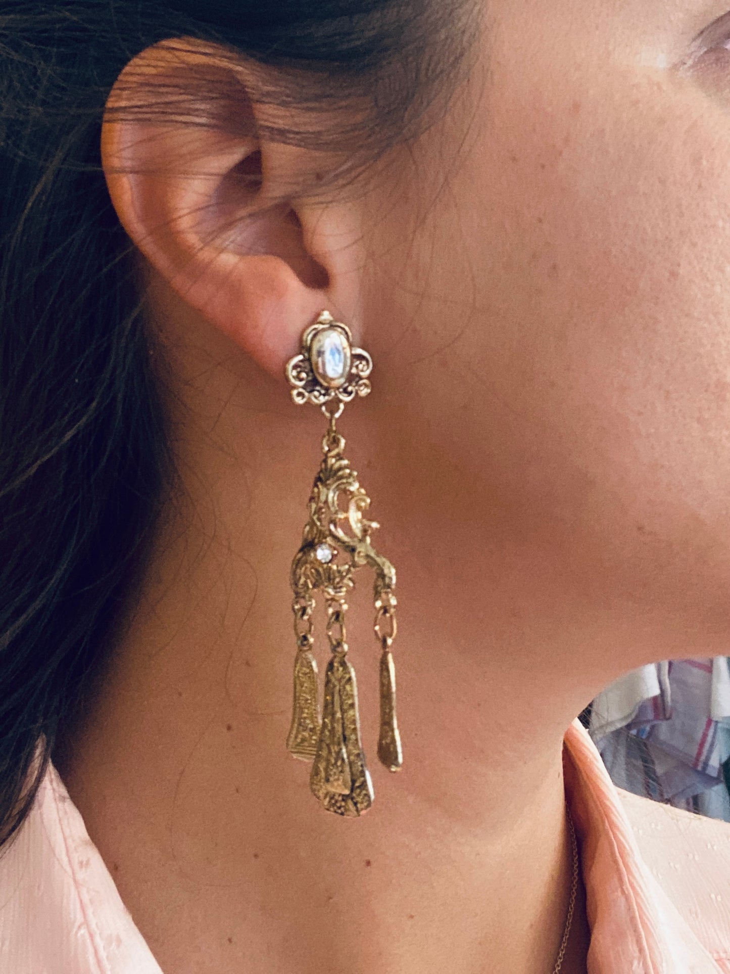 Clips Vintage pendants dorés style baroque