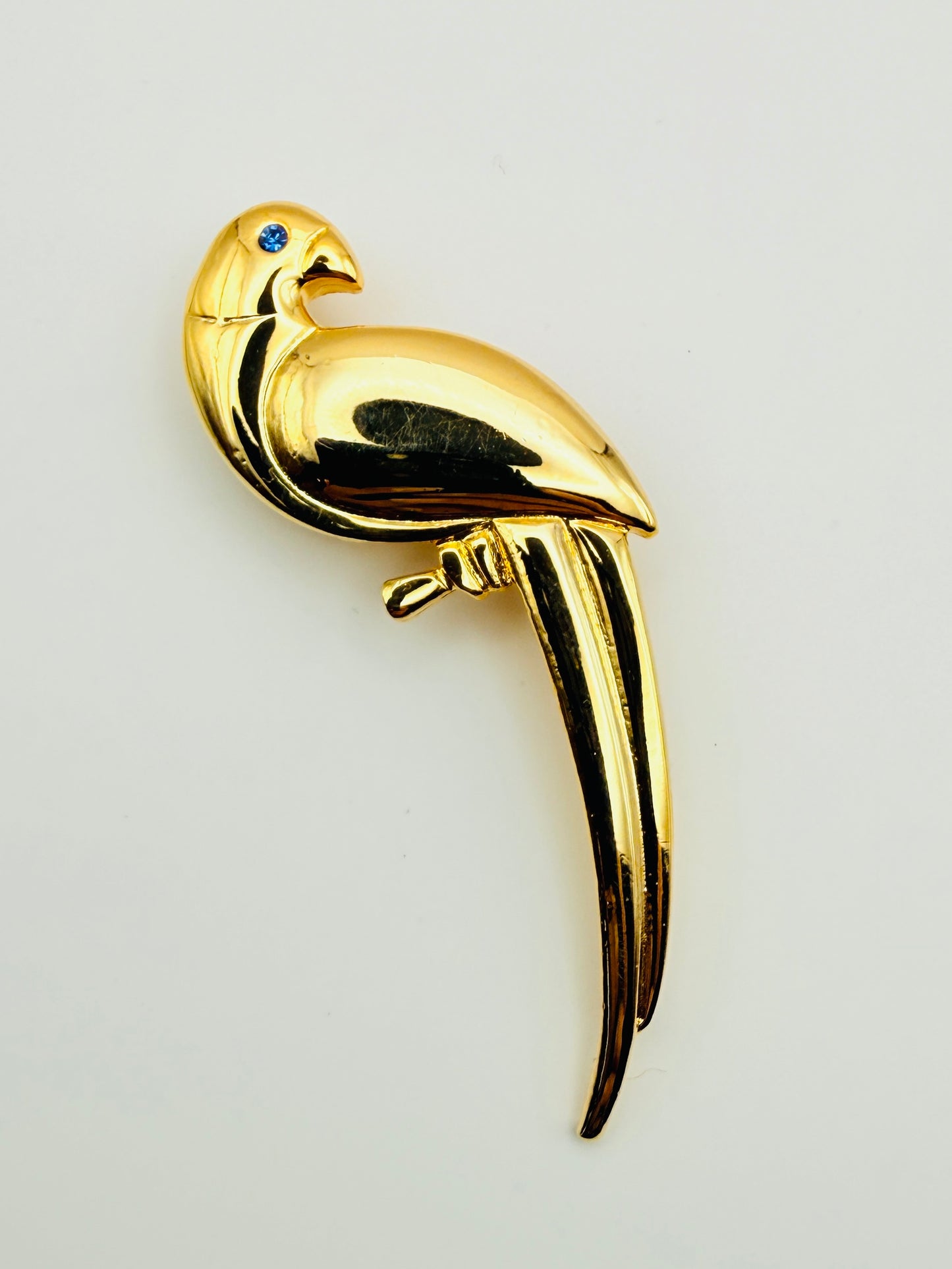 Broche perroquet doré vintage