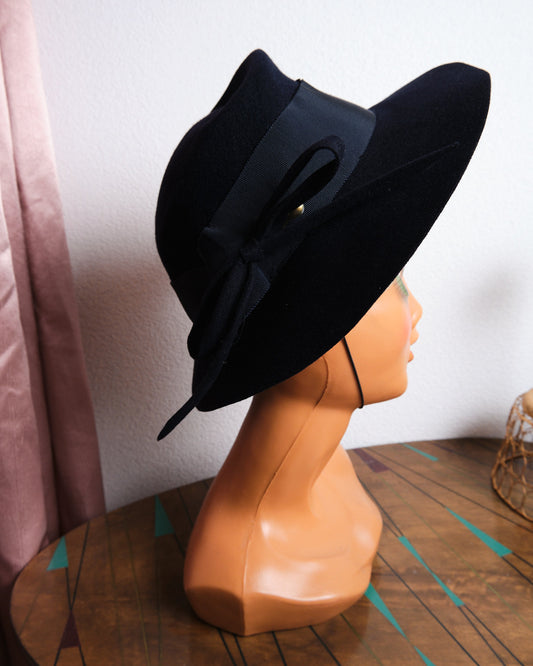 Chapeau vintage marine en laine