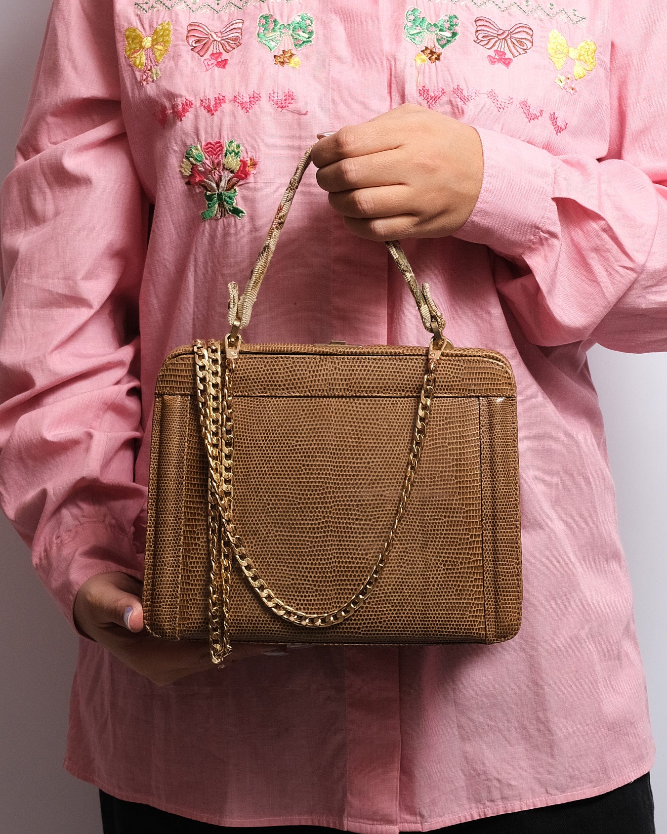 Sac à main vintage en véritable lézard – Années 70/80