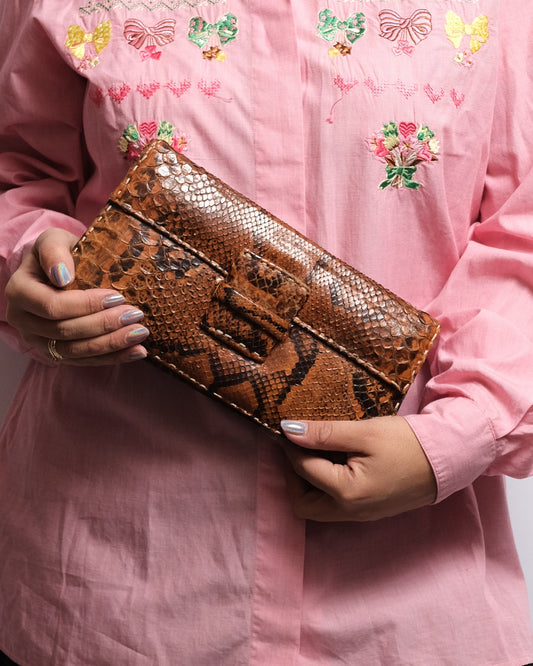Sac à main vintage en serpent véritable – travail artisanal, années 70