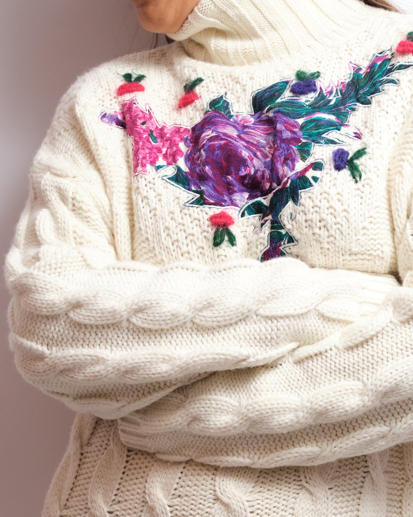 Robe pull vintage Bleu Blanc Rouge – laine d’agneau & torsades