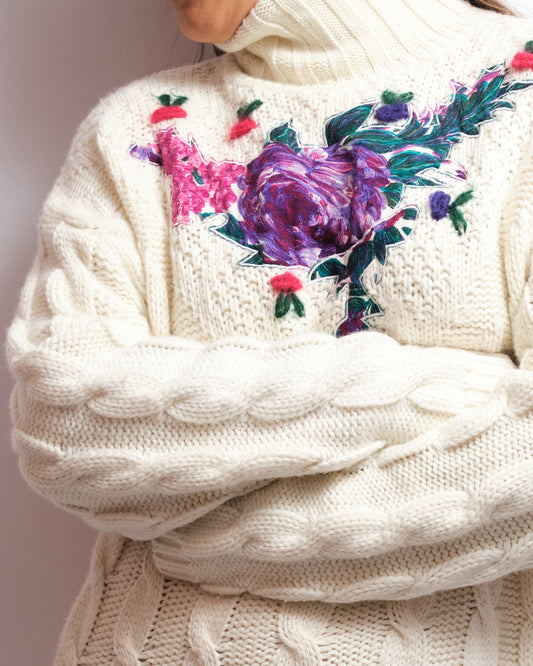 Robe pull vintage Bleu Blanc Rouge – laine d’agneau & torsades