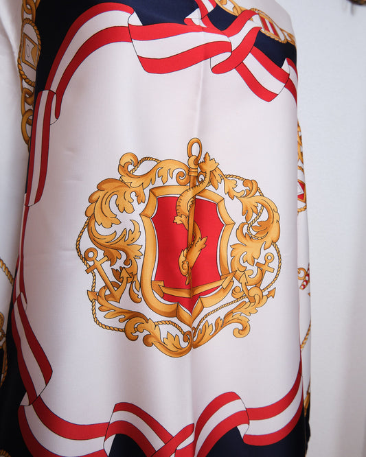 Grand foulard vintage en polyester satiné