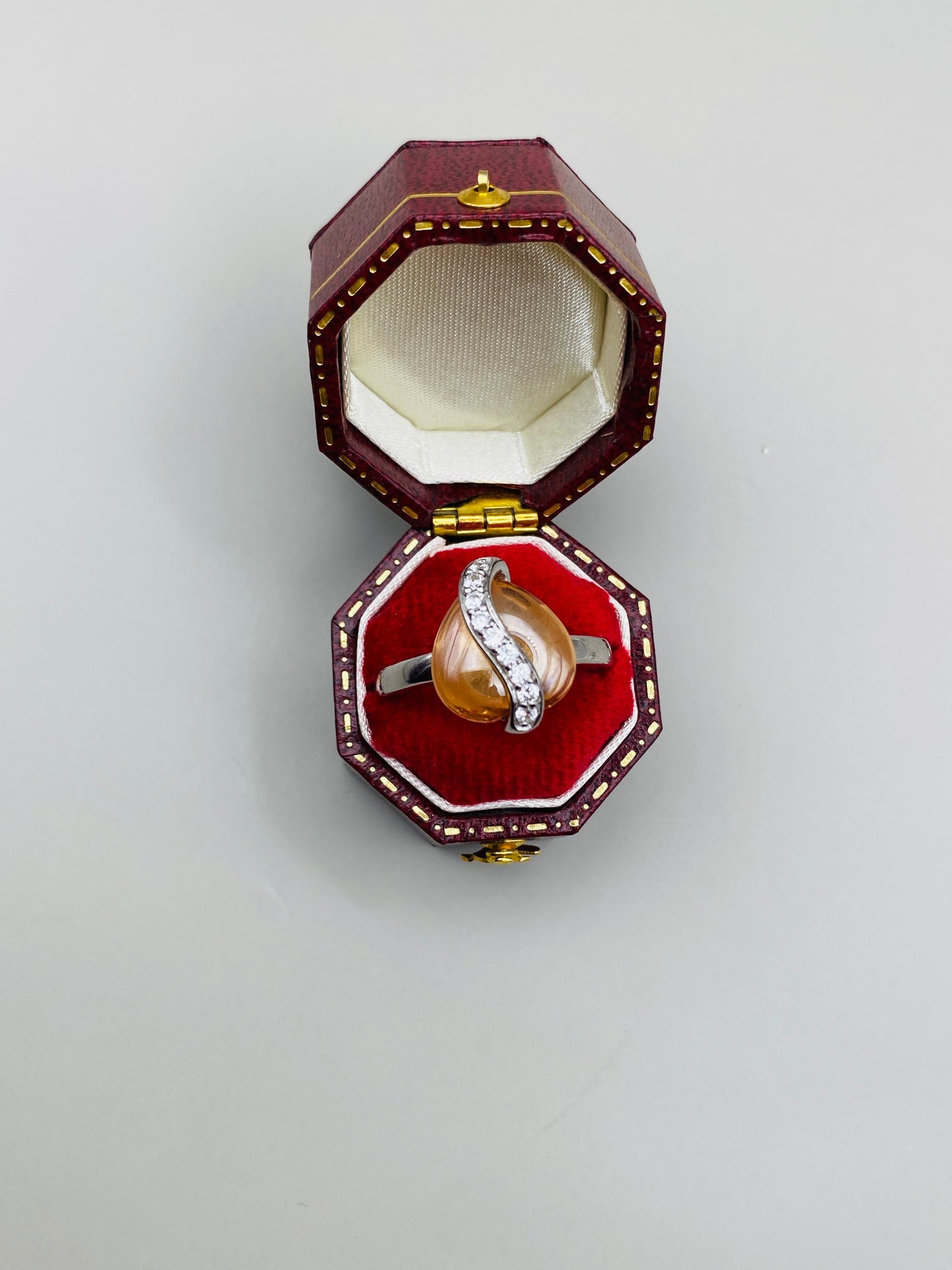 Ensemble bague & collier vintage – Argent 925 et pierre synthétique ambrée