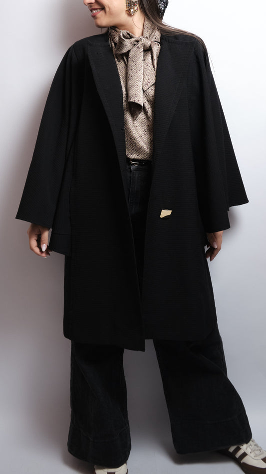 Veste cape vintage Pierre Cardin 80s– laine pure, silhouette architecturale