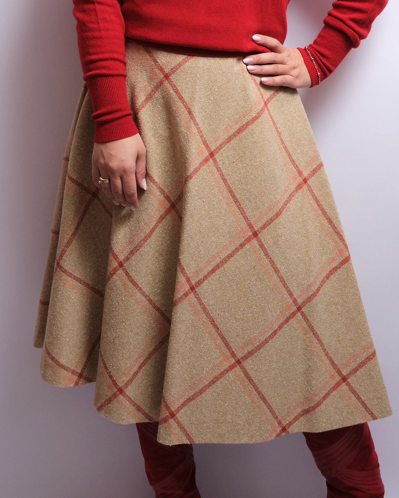 Tailleur jupe vintage en soie sauvage – fait main, années 70