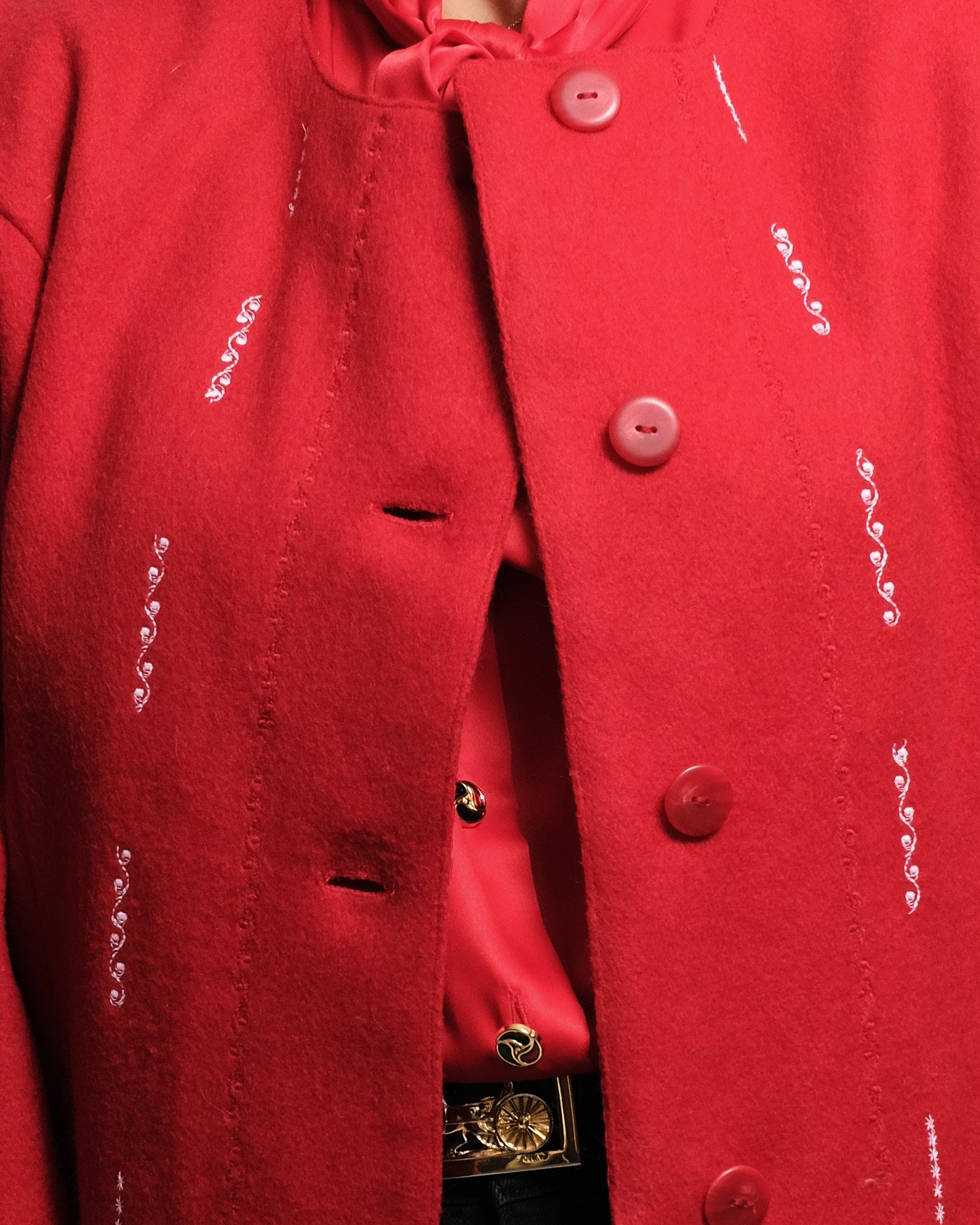 Veste courte rouge – Laine bouillie – Travail artisanal, années 70