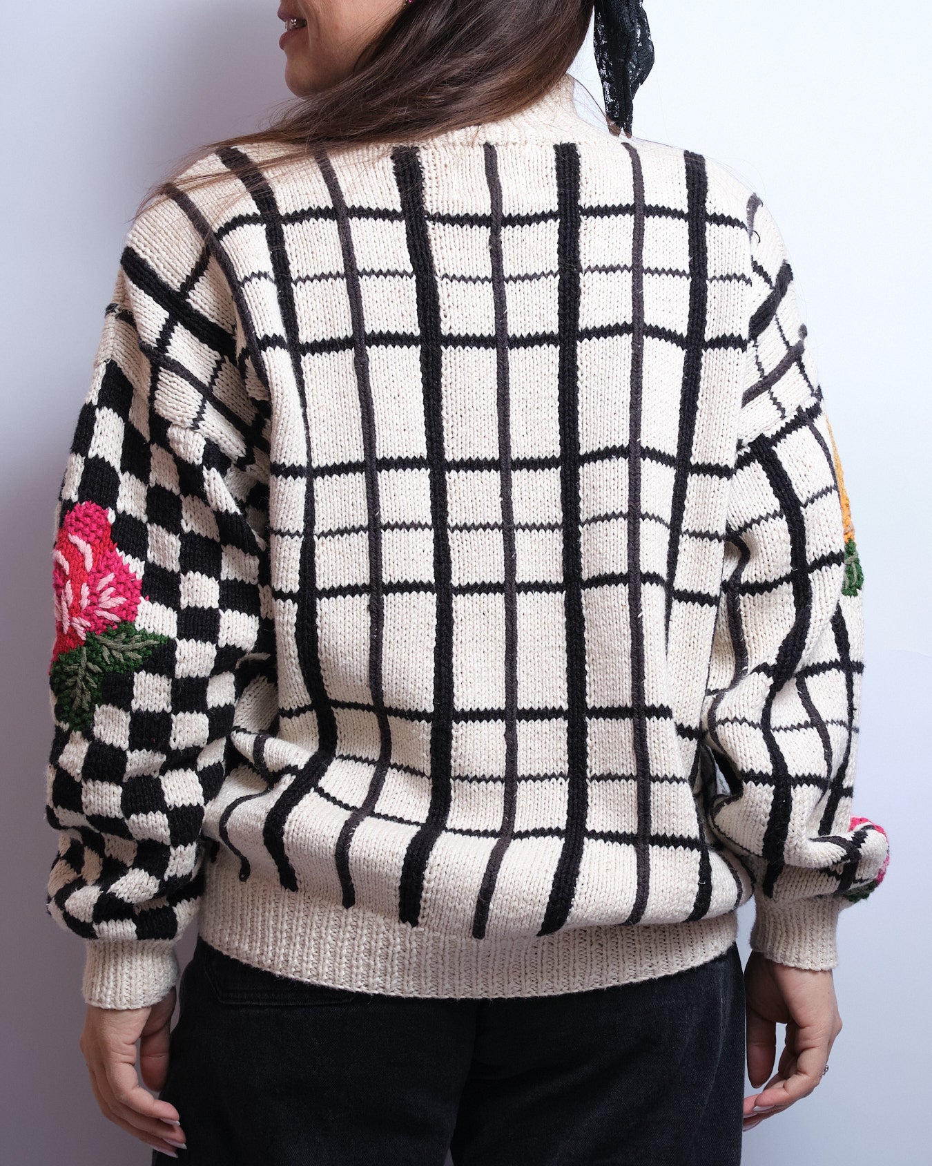 Pull vintage brodé main – 90s
