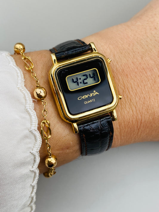 Montre vintage Centia Quartz – Digital gold – État neuf