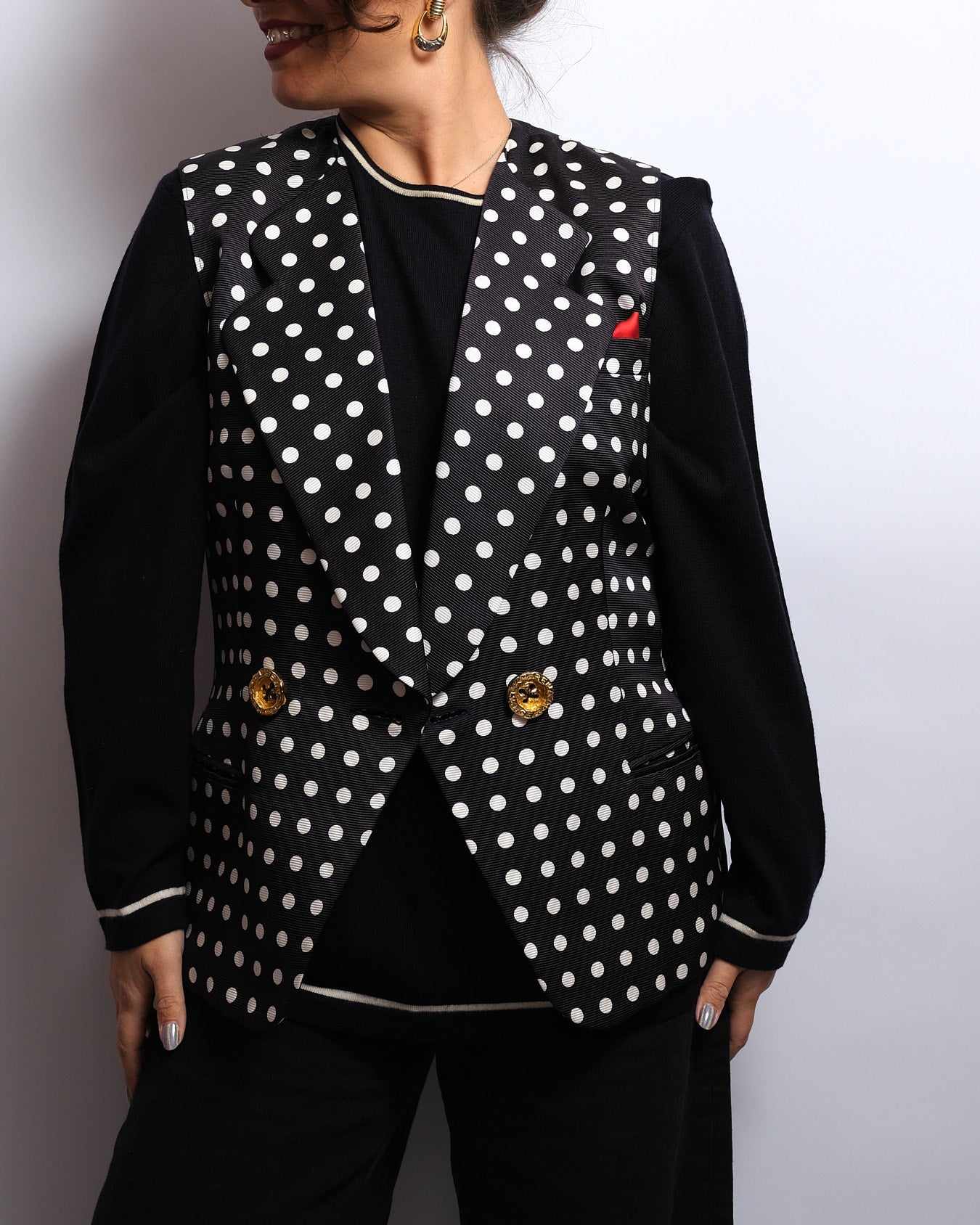 Gilet tailleur upcyclé Rena Lange – Made in W. Germany, années 80/90