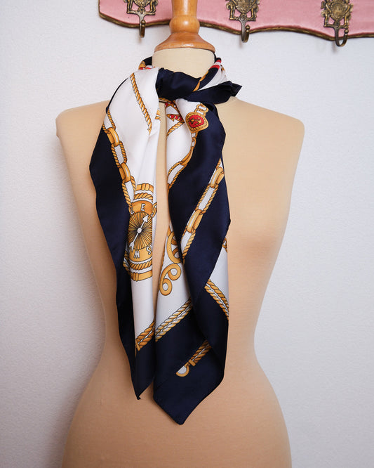 Grand foulard vintage en polyester satiné