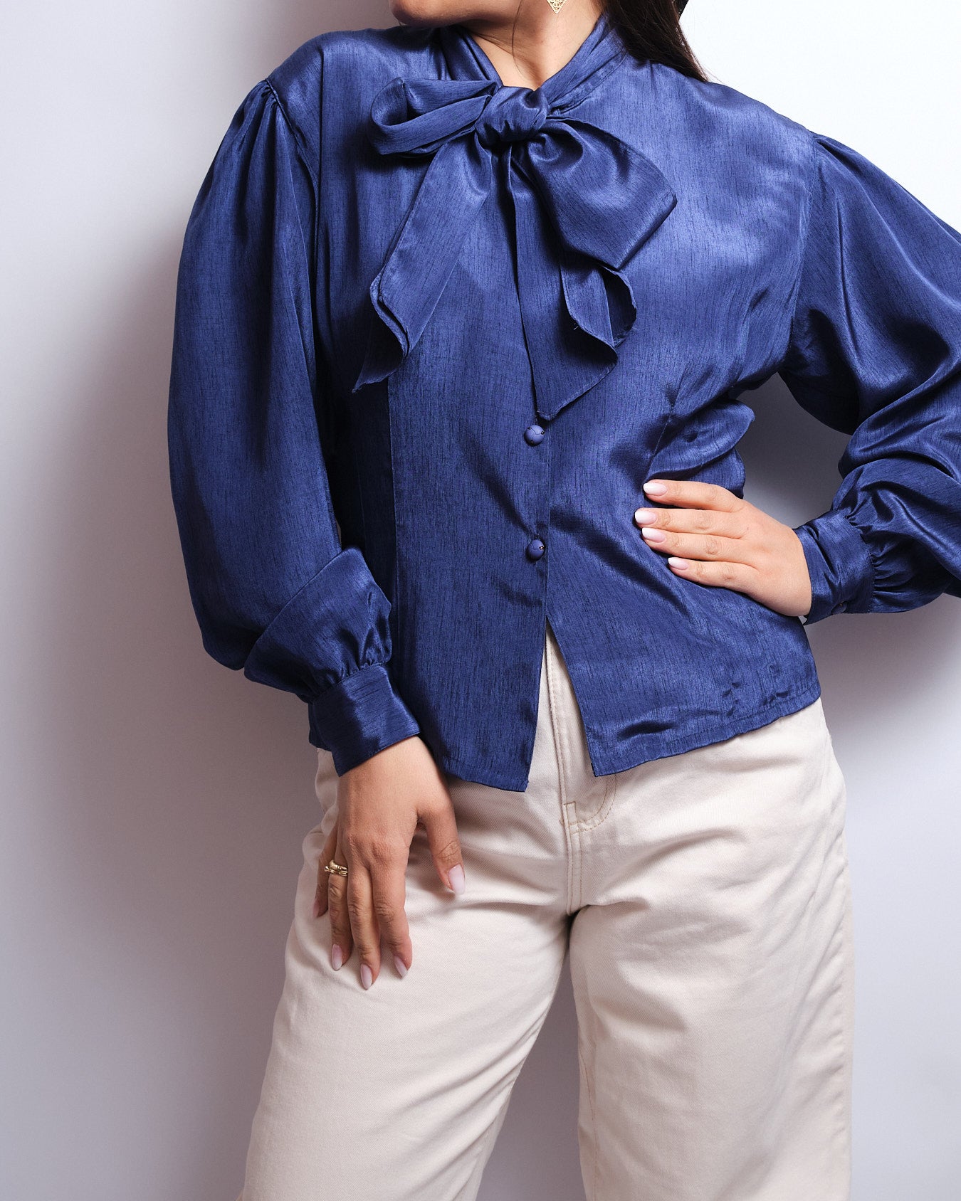 Chemisier vintage à lavallière – années 80