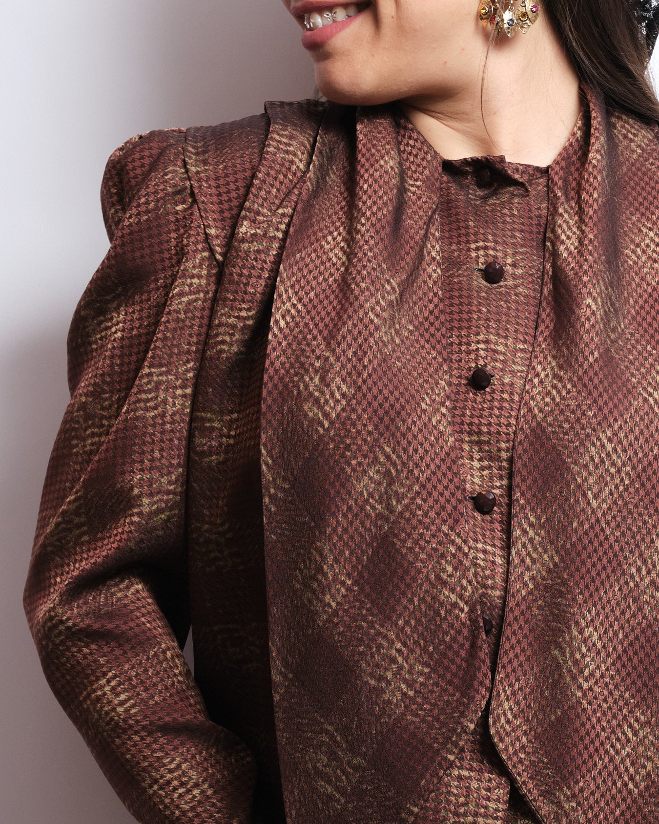 Vintage 70s silk blouse - Valentino fabric, handmade couture piece