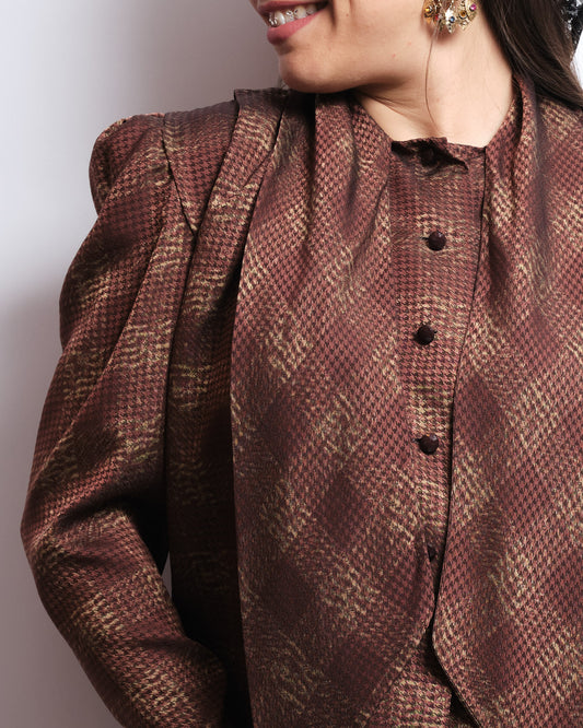 Chemisier vintage en soie 70s – tissu Valentino, pièce couture faite main