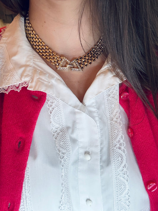 Collier vintage doré – esprit couture années 80-90