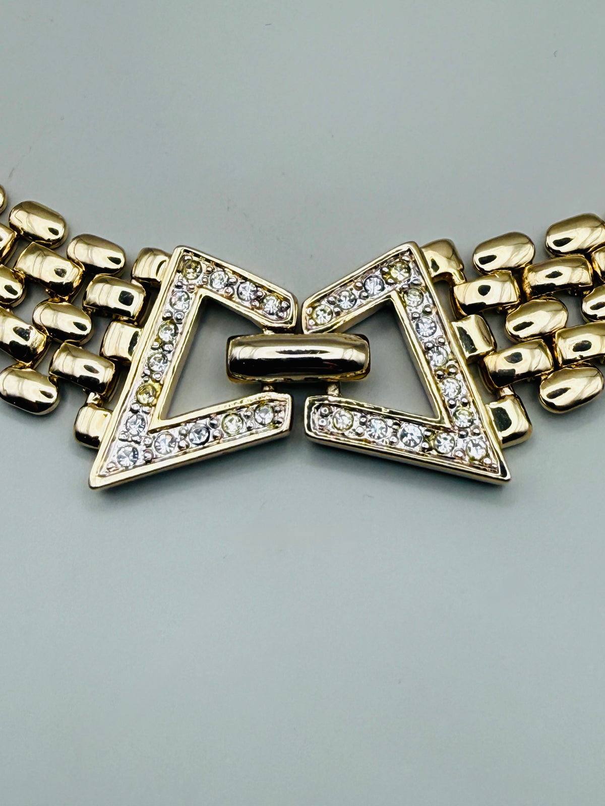 Collier Vintage Articulé Des Années 80 - Métal Doré Avec Émaux - Longueur 46 Cm