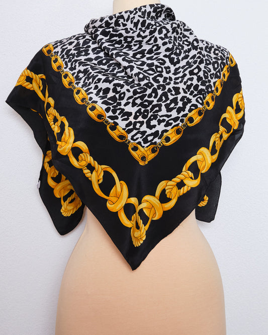 Grand foulard vintage 100% soie