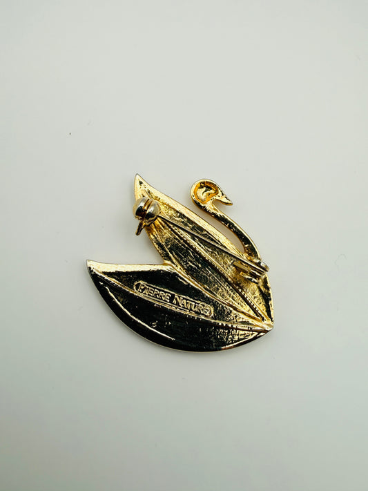 Broche cygne en nacre bleue vintage