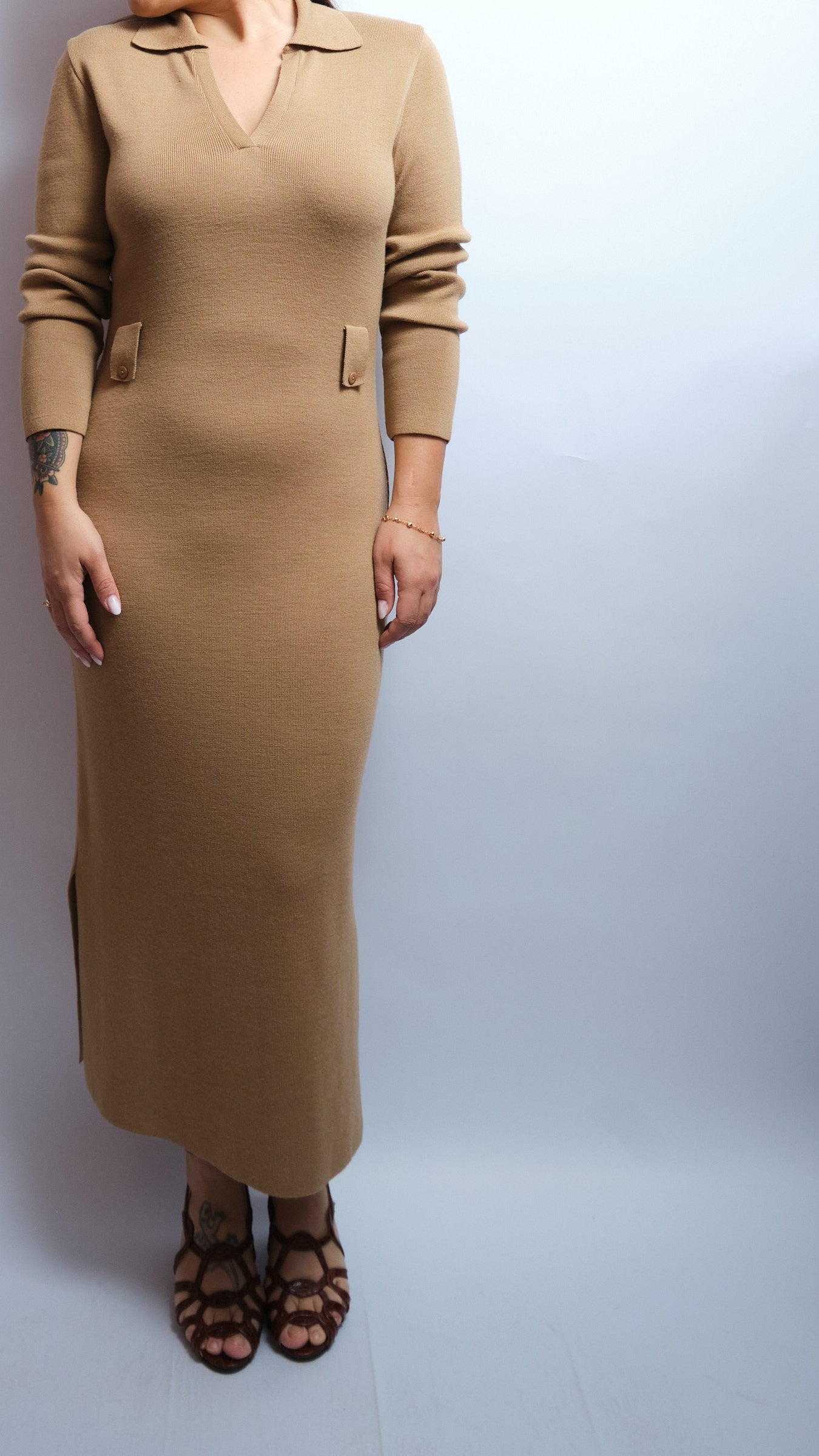 Robe vintage Ginevra di Francesca dei – laine vierge & maille, élégance minimaliste