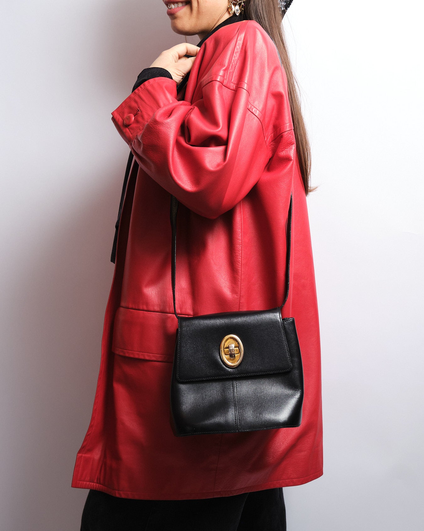 Sac vintage Christian Dior en cuir – fin 80s / début 90s