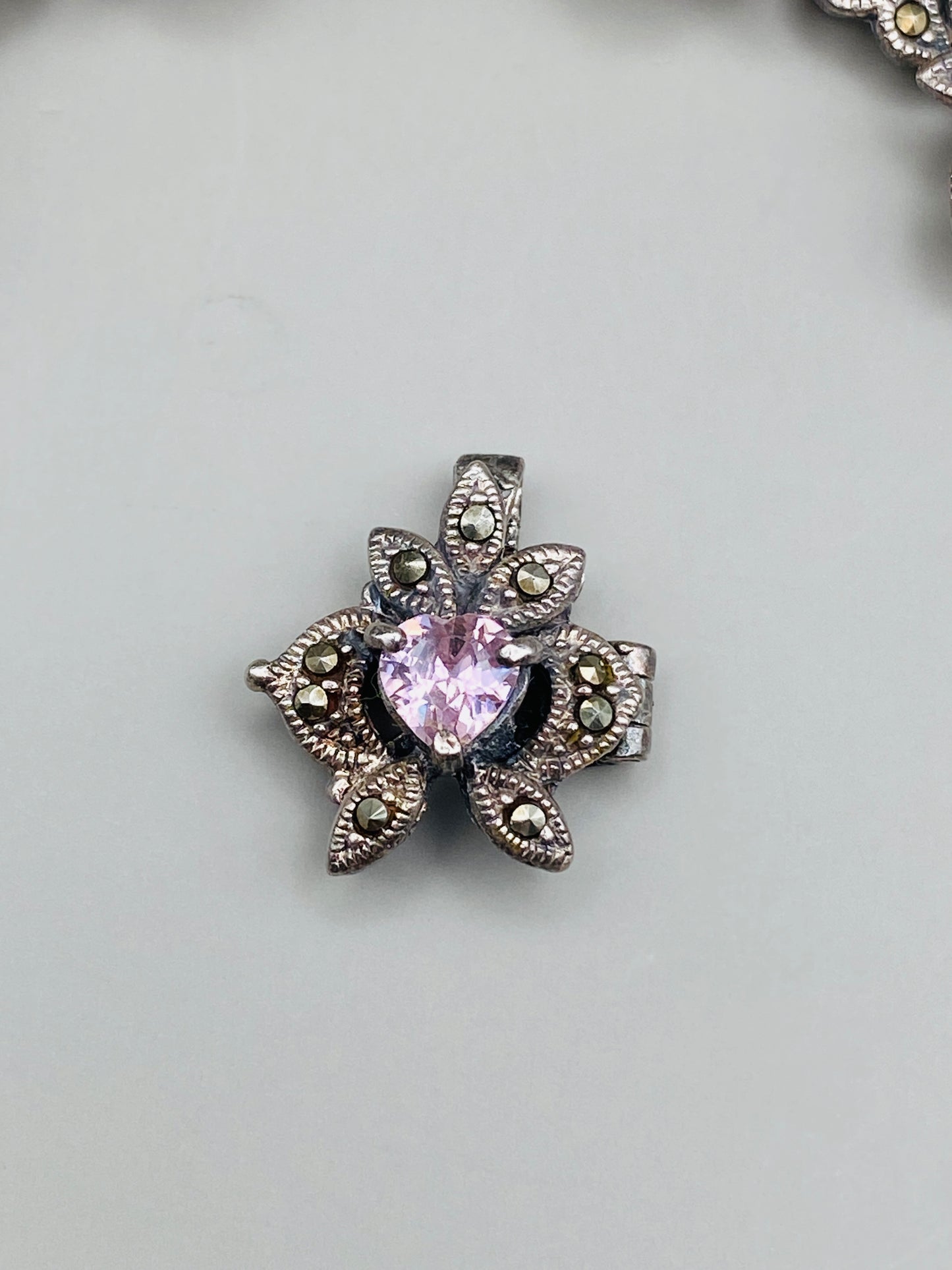 Bracelet et pendentif vintage assorti en argent 925 avec pierres violettes