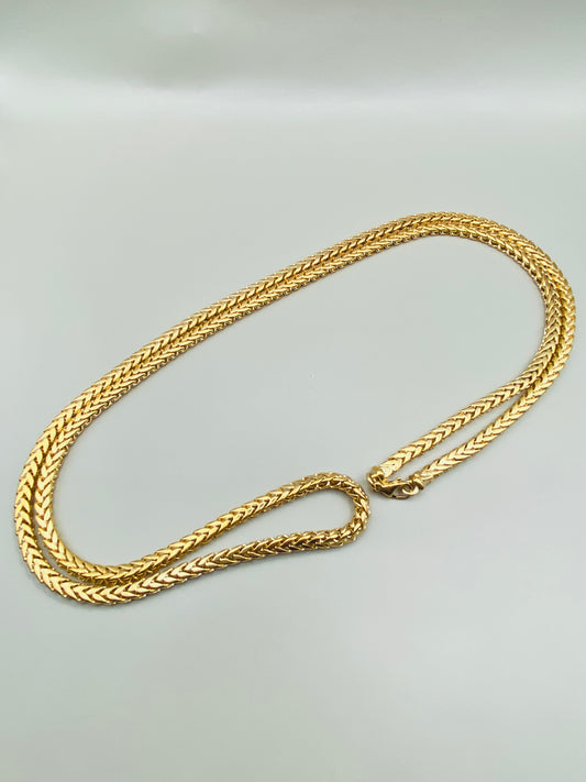 Collier Pierre Lang vintage – longue chaîne maille torsadée dorée