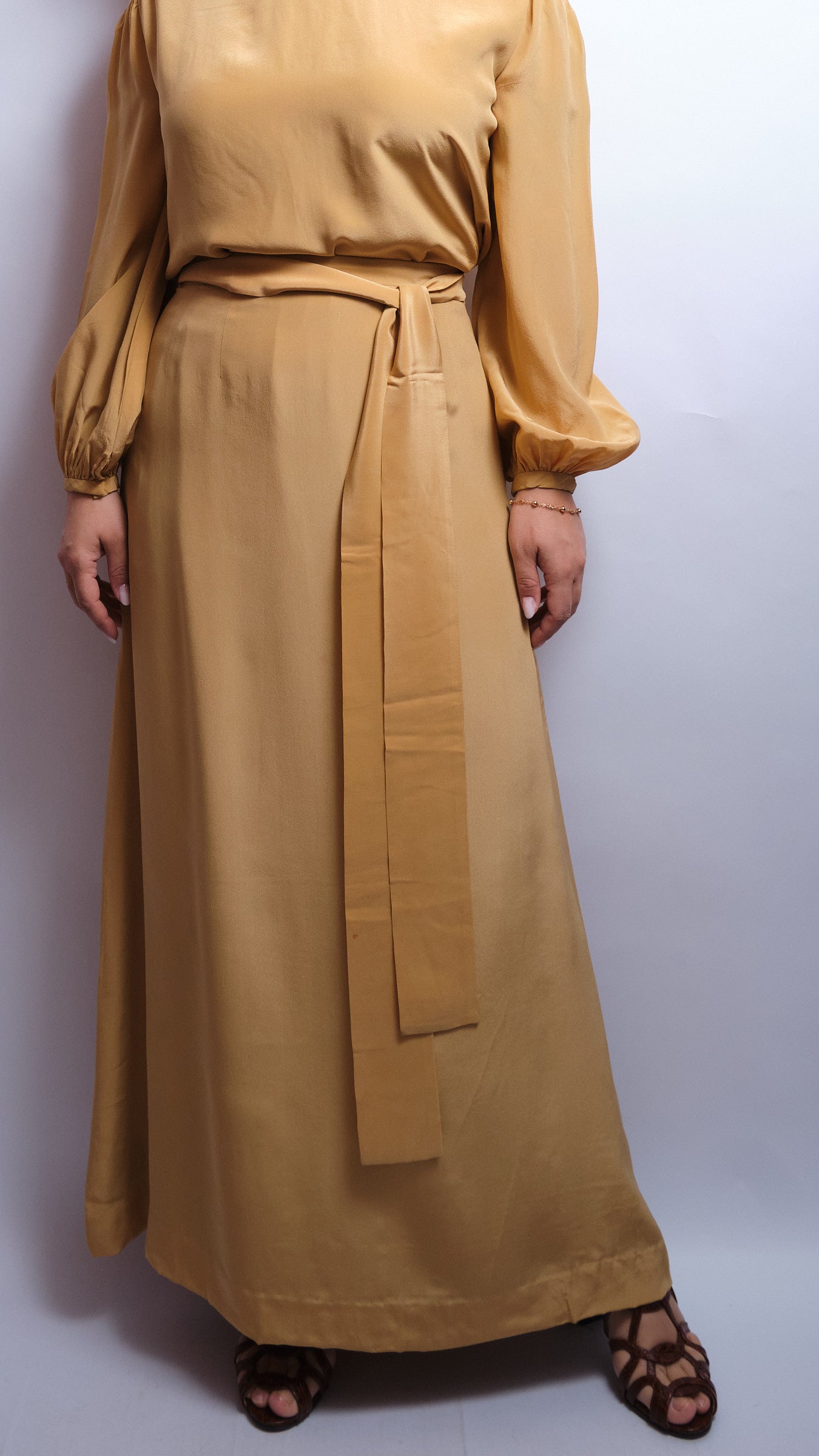 Ensemble vintage en soie sur mesure – 3 pièces, années 60