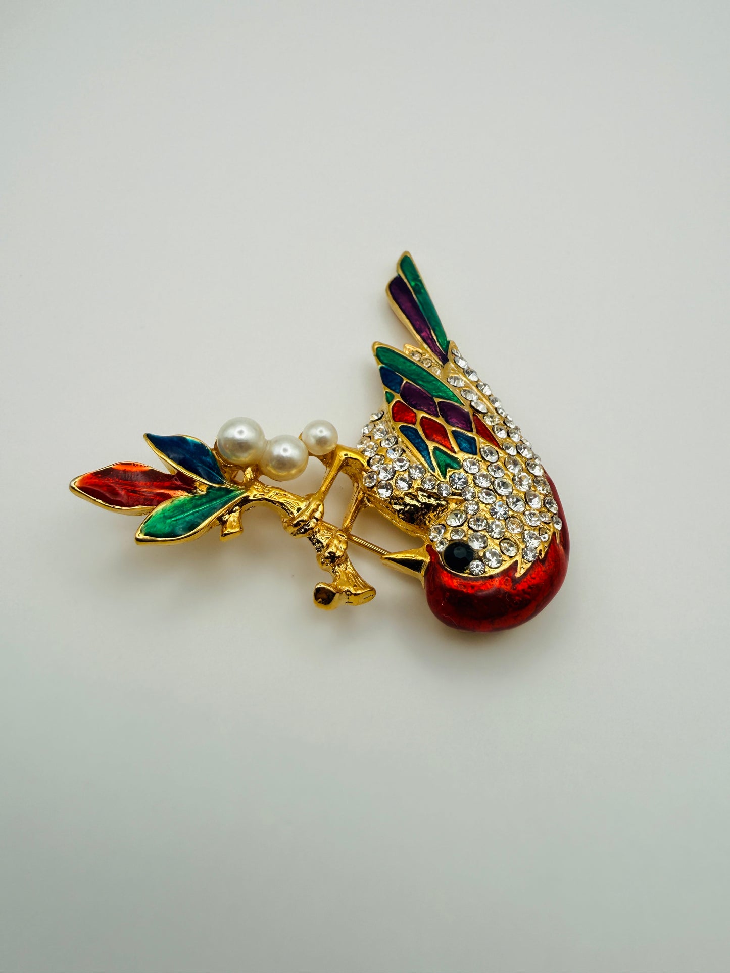 Broche vintage perroquet