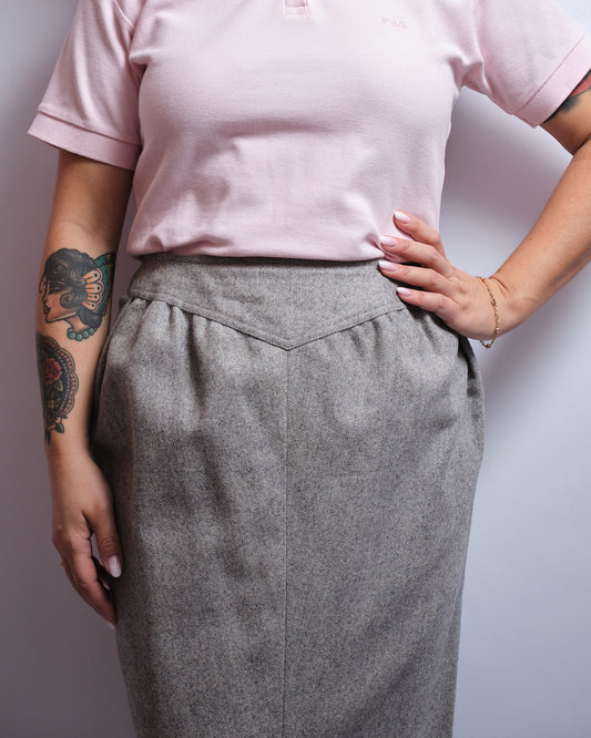 Jupe vintage en laine 80s – fait main, élégance intemporelle