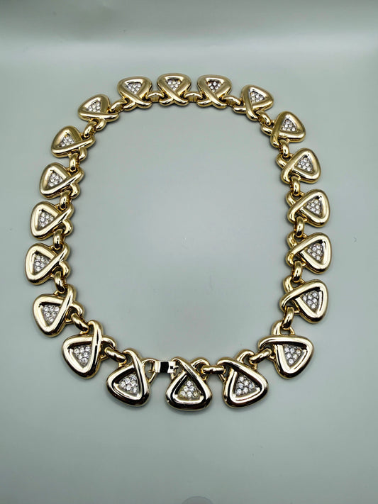 Collier Vintage Doré à Motifs Sculpturaux — Esprit Couture Années 80