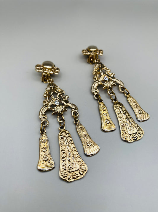 Clips Vintage pendants dorés style baroque