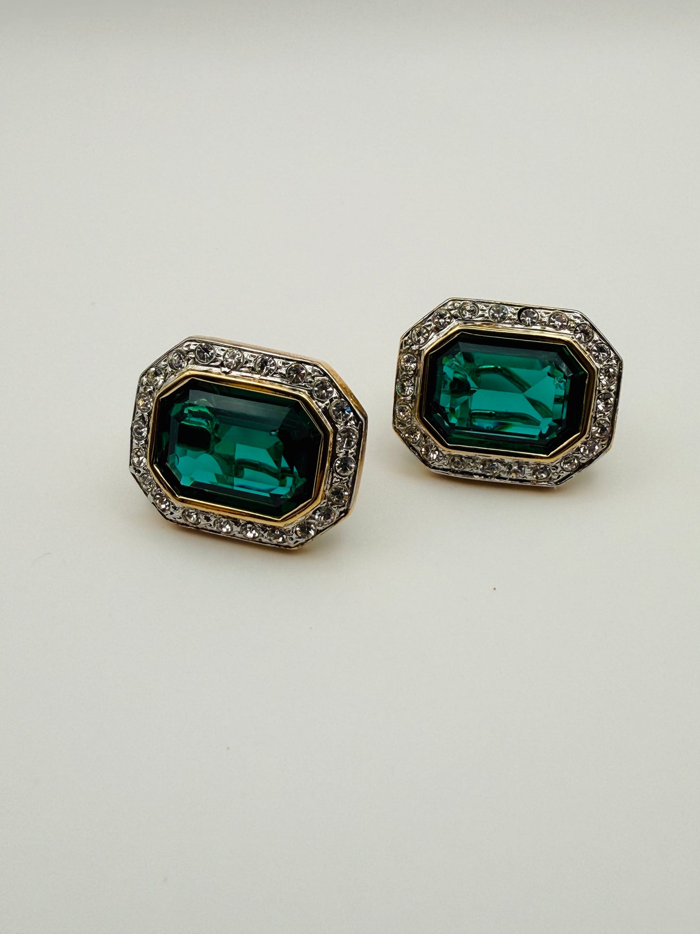 Boucles d’oreilles vintage vert émeraude