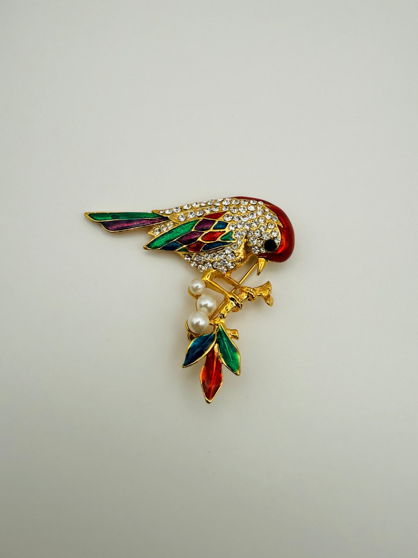 Broche vintage perroquet
