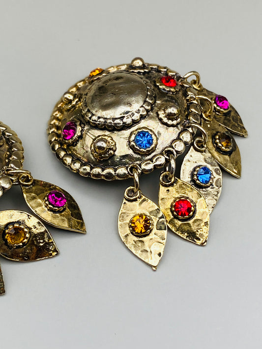 Clips Vintage ronds dorés pampilles