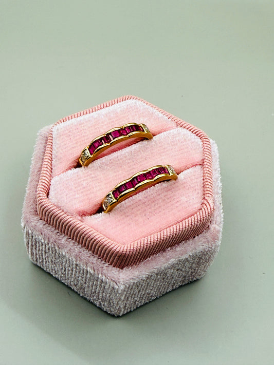 Duo de bagues vintage rubis & diamants en or 18 carats