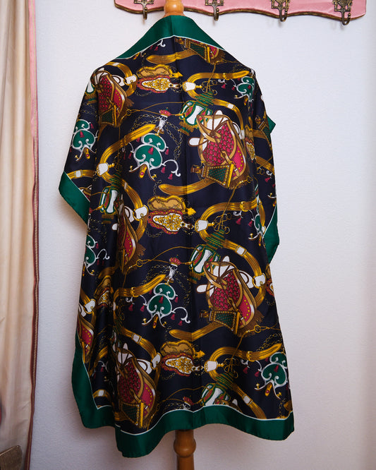 Grand foulard vintage BECQUET en polyester satiné