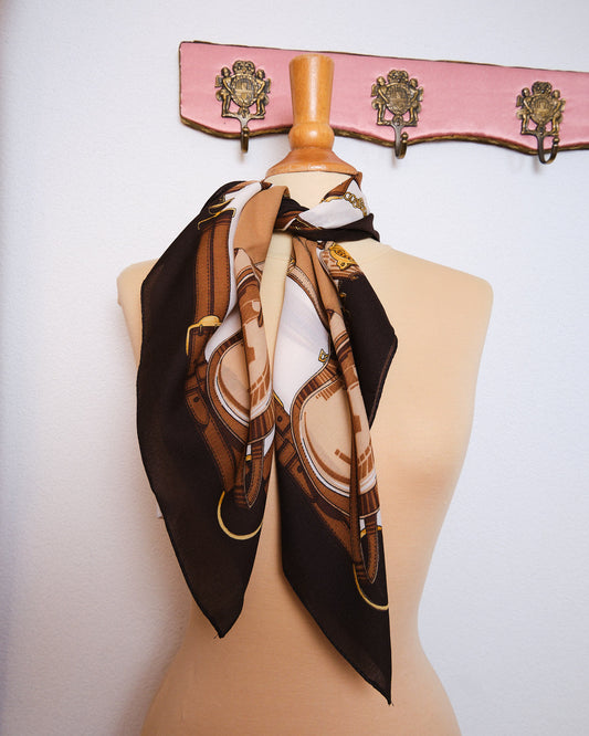 Grand foulard vintage en polyester satiné