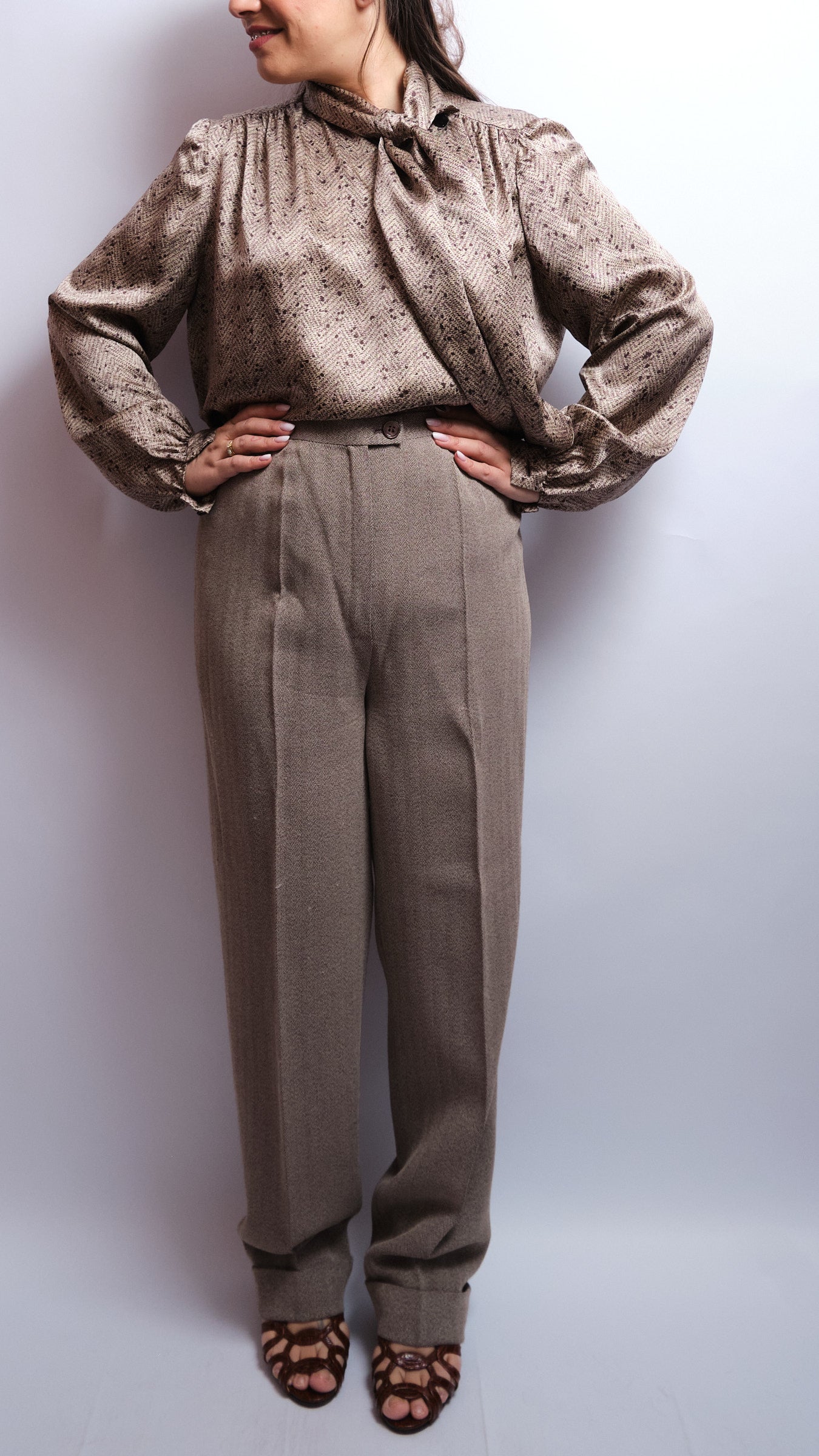 Tailleur pantalon vintage – fait main, laine fine, années 80