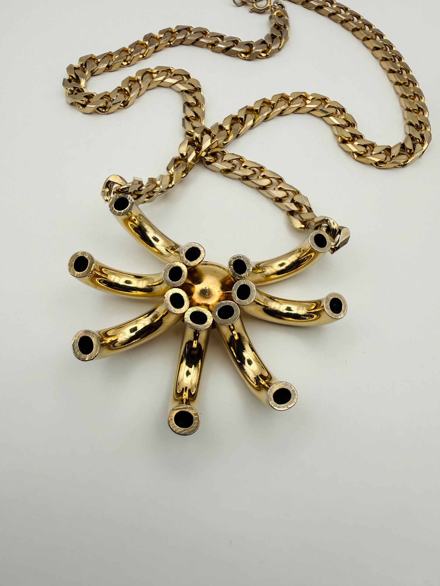 Collier vintage à pendentif soleil bicolore